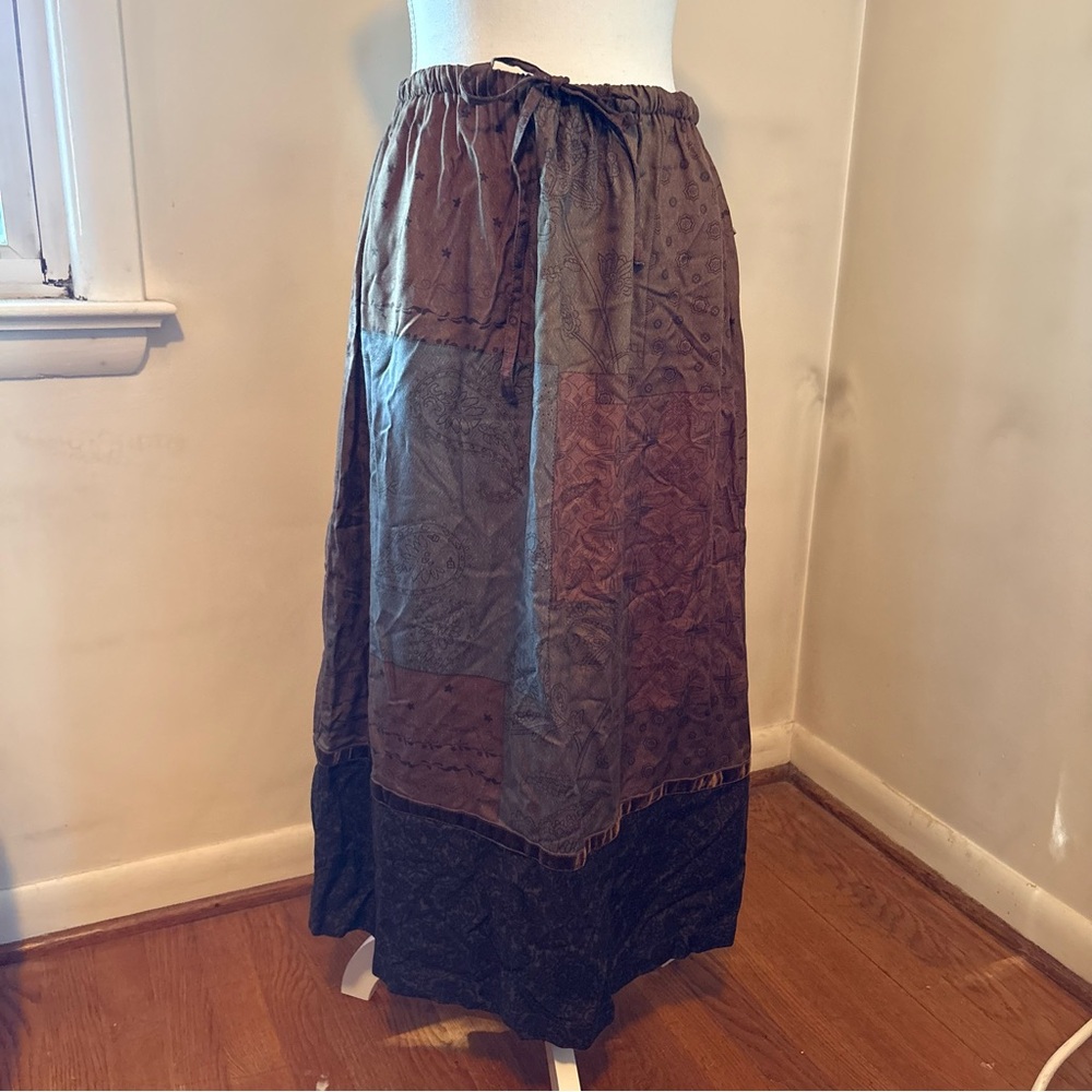 Coldwater Creek Patchwork Maxi Skirt in Brown and Black